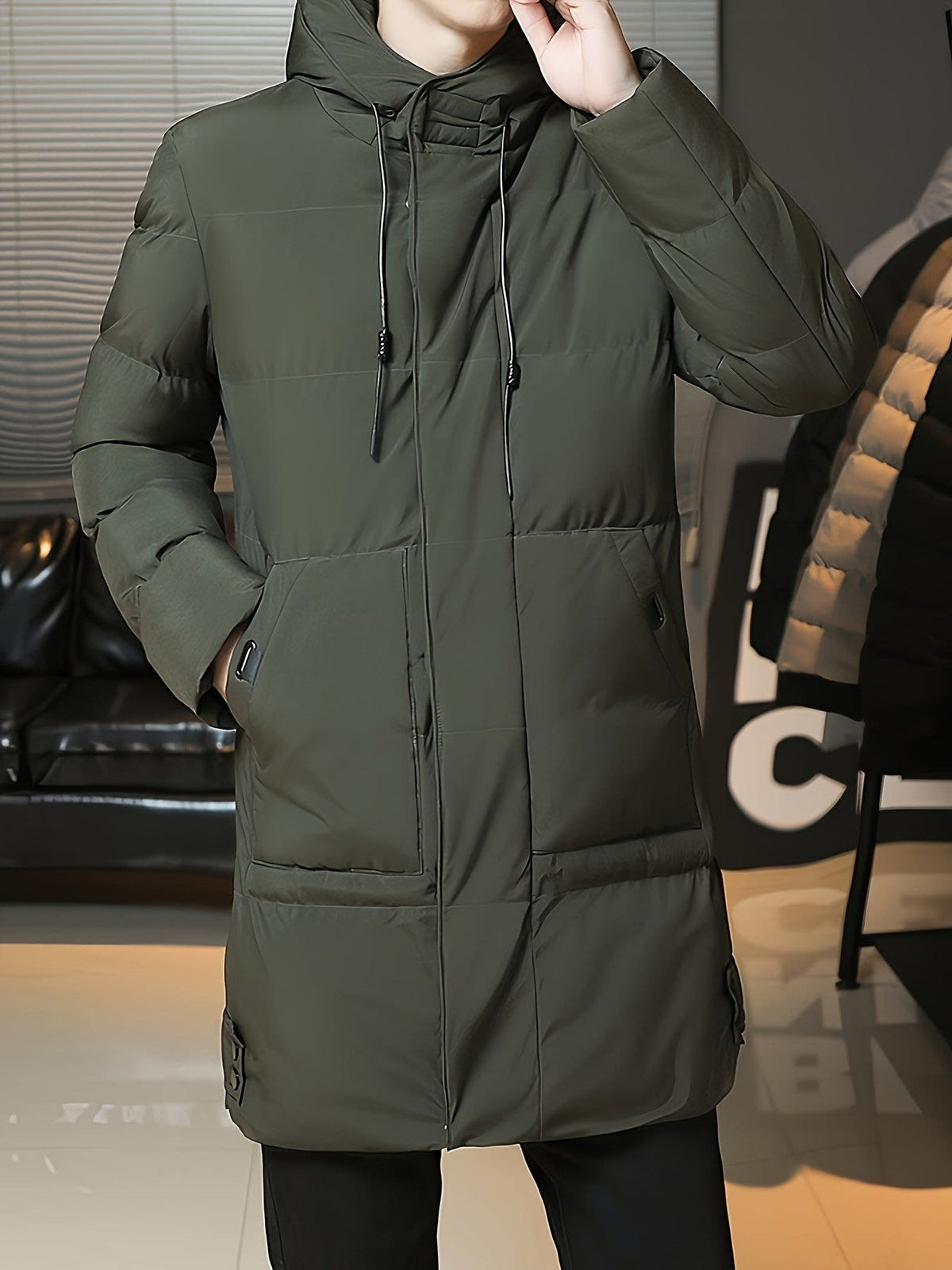 Men's Hooded Longline Puffer Coat | Brandon_14