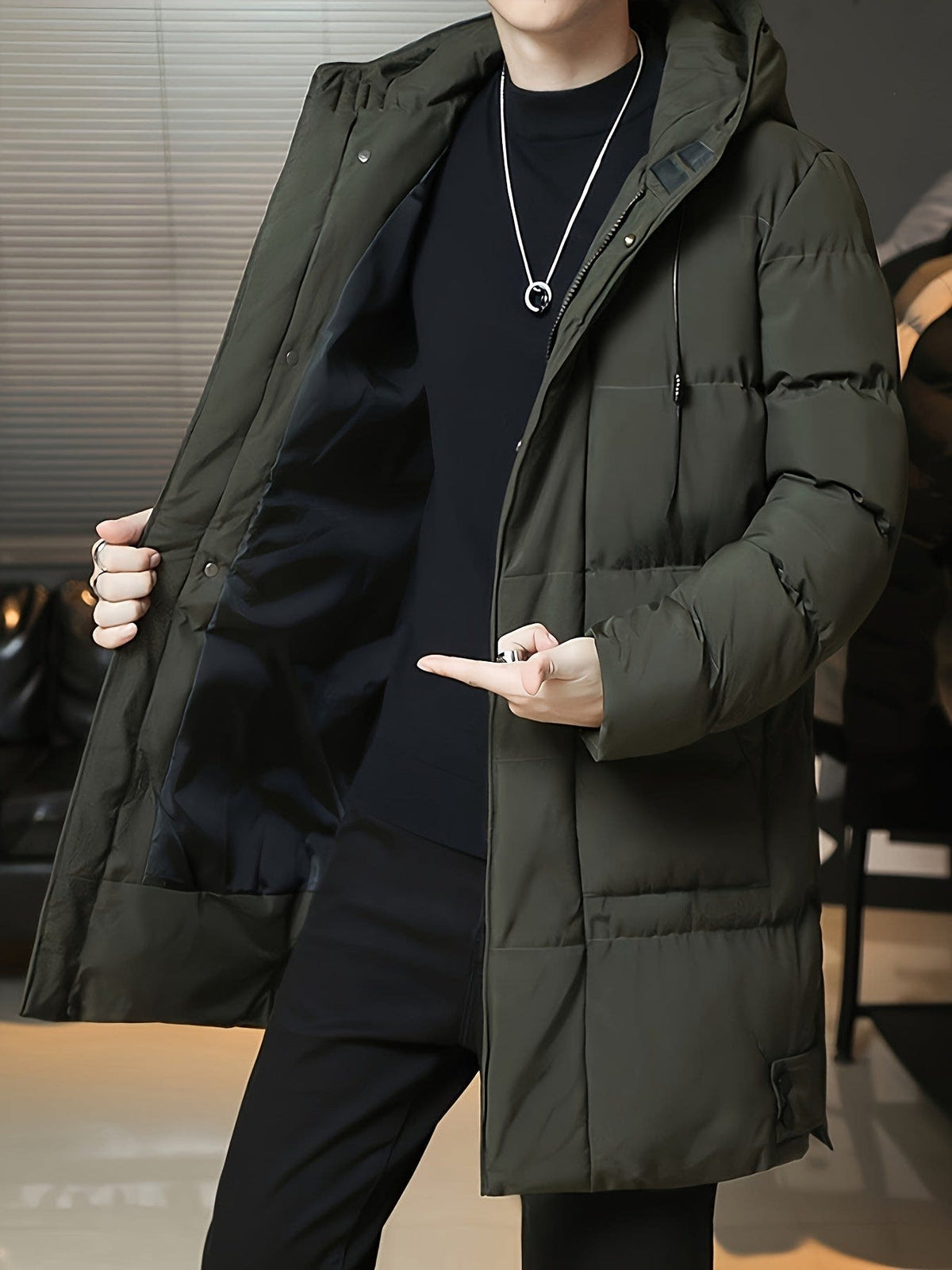 Men's Hooded Longline Puffer Coat | Brandon_15