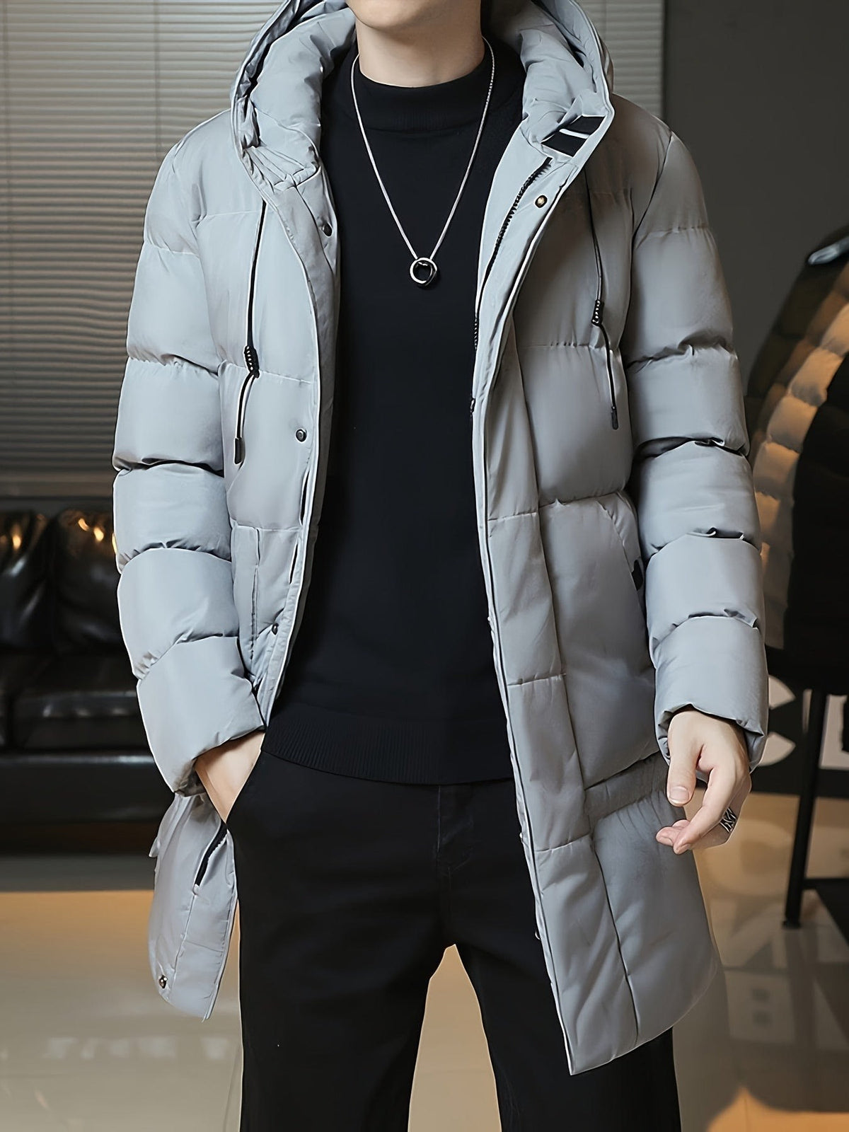Men's Hooded Longline Puffer Coat | Brandon_18