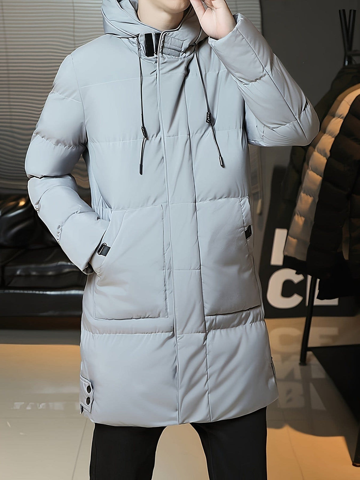 Men's Hooded Longline Puffer Coat | Brandon_21
