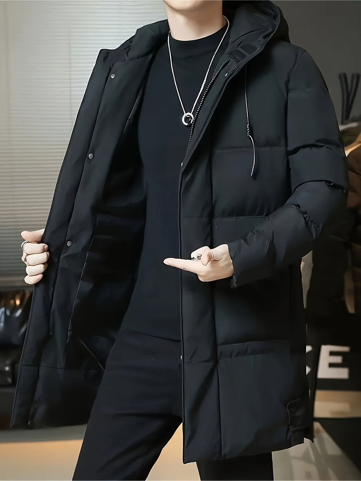 Men's Hooded Longline Puffer Coat | Brandon_3