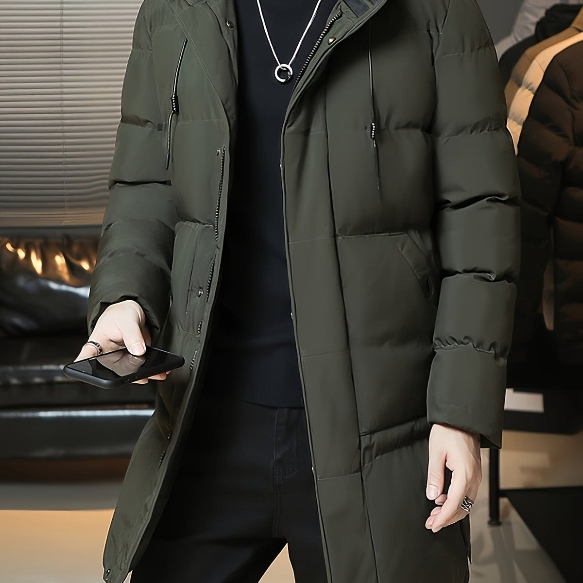 Men's Hooded Longline Puffer Coat | Brandon_6