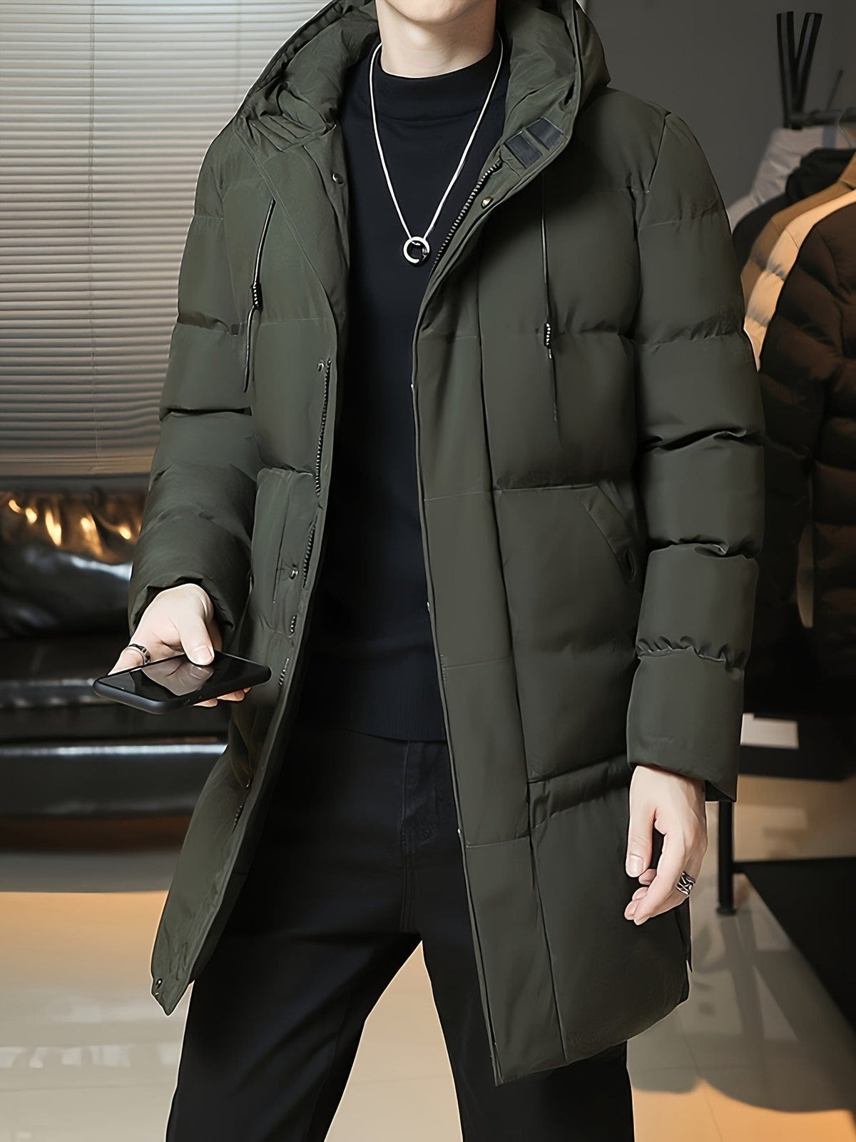 Men's Hooded Longline Puffer Coat | Brandon_7