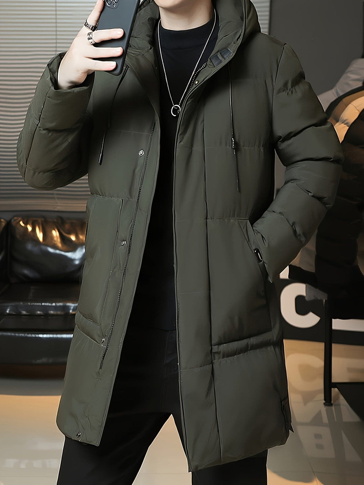 Men's Hooded Longline Puffer Coat | Brandon_8
