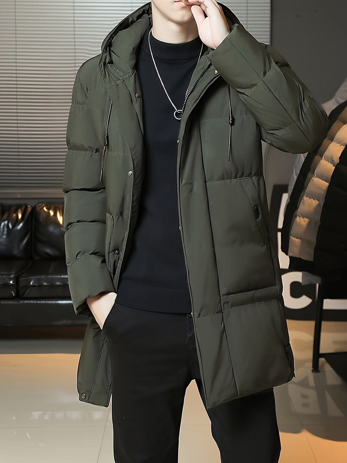 Men's Hooded Longline Puffer Coat | Brandon_9