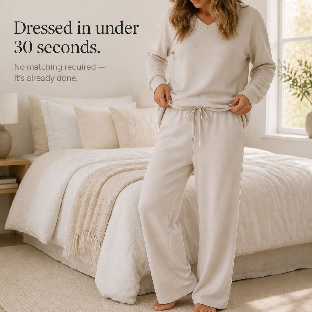 Women's V-Neck Knit Drawstring Lounge Set | Suzanne_8