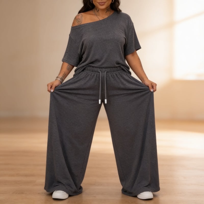 Women's Off-Shoulder Asymmetric Trouser Set | Mona_1