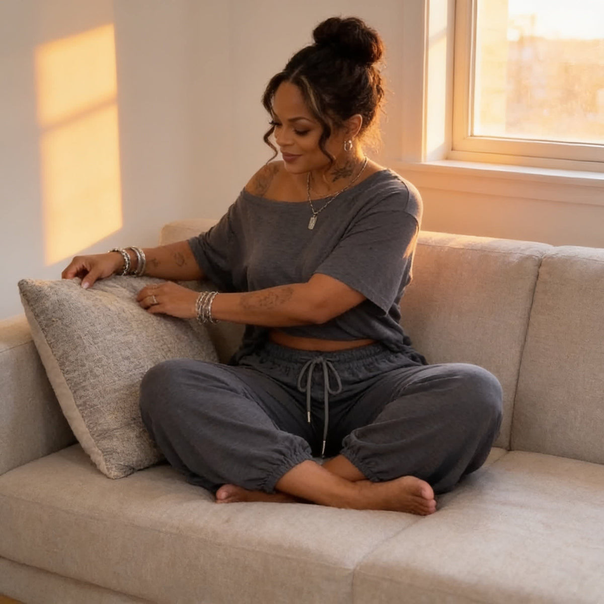 Women's Off-Shoulder Asymmetric Trouser Set | Mona_3