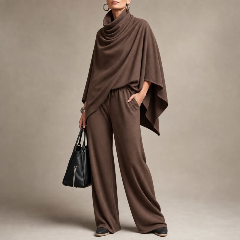 Women's Cowl Neck Draped Trouser Set | Odette_1