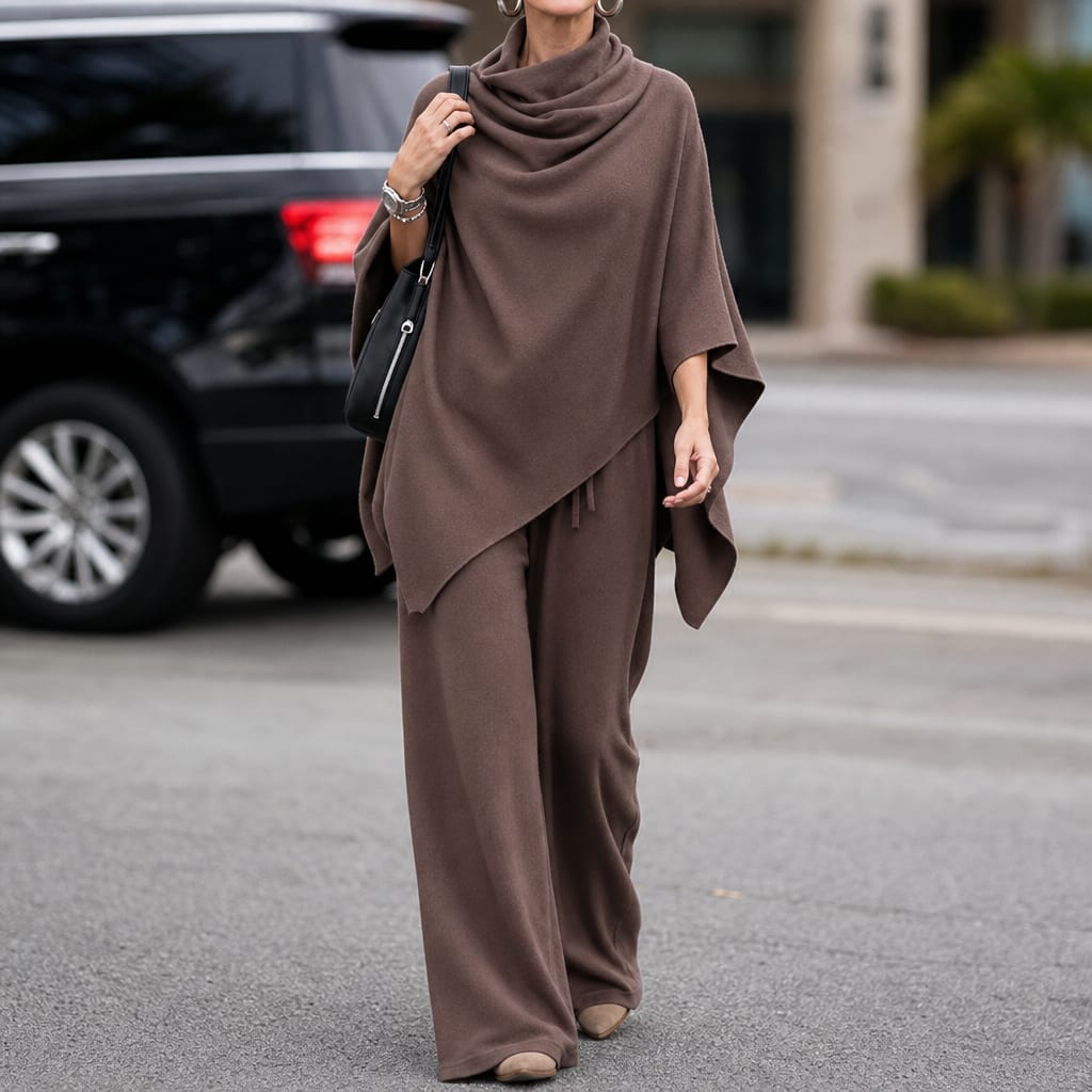 Women's Cowl Neck Draped Trouser Set | Odette_2