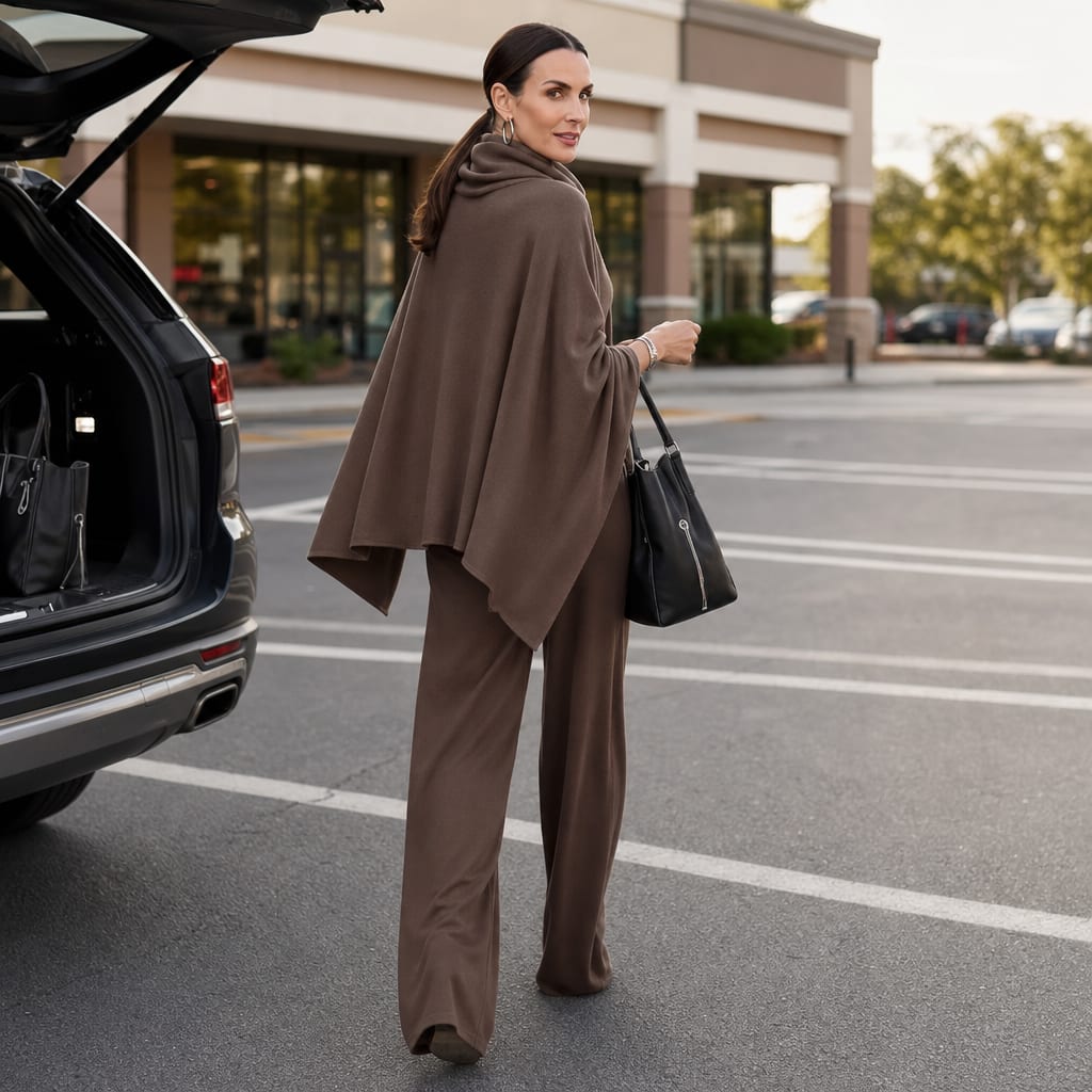 Women's Cowl Neck Draped Trouser Set | Odette_6