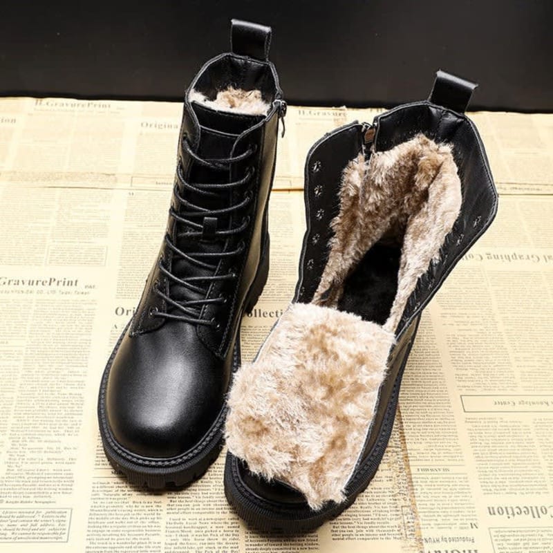 Women's Faux Leather Lace Up Ankle Boots | Dahlia_1