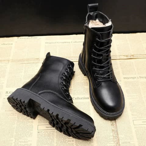 Women's Faux Leather Lace Up Ankle Boots | Dahlia_4