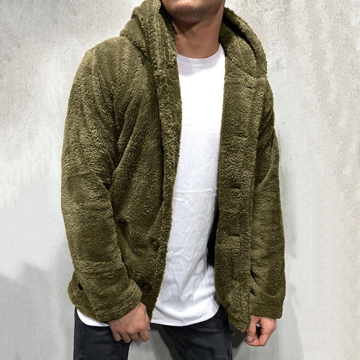 Men's Teddy Fleece Button Jacket | Andrew_8