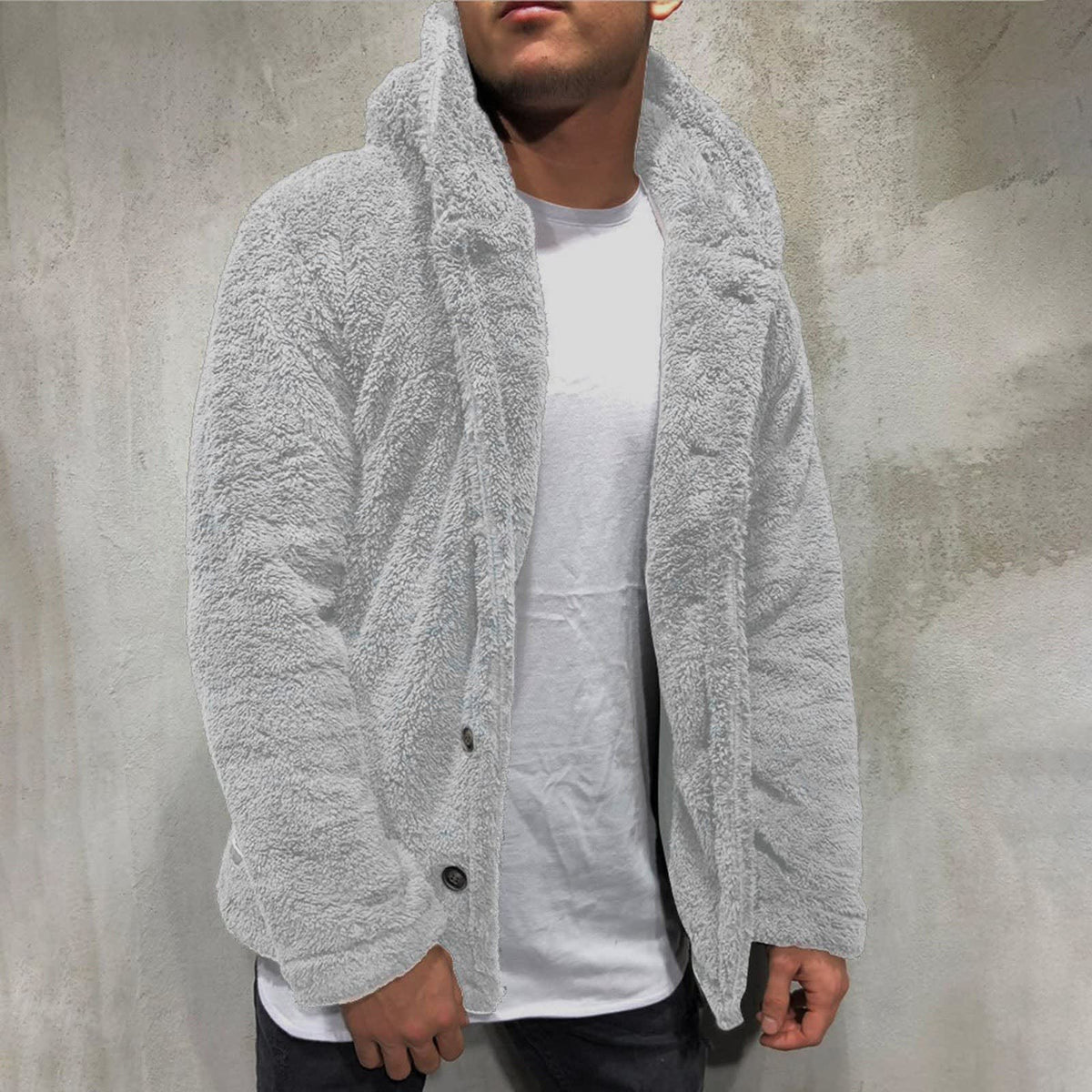 Men's Teddy Fleece Button Jacket | Andrew_9