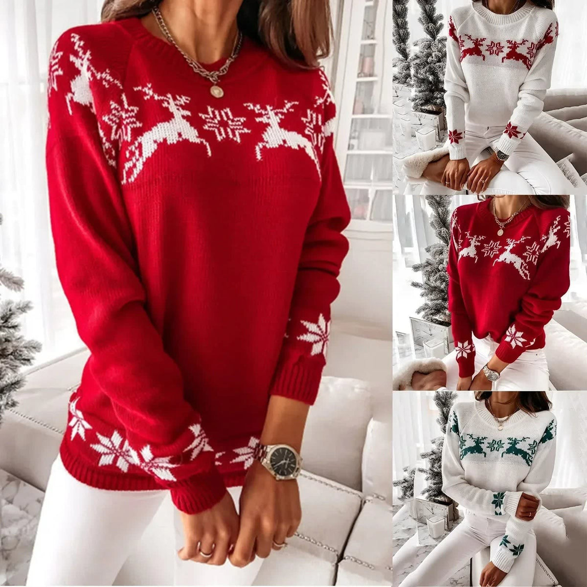 Women's Reindeer Ugly Christmas Jumper | Fleur_3