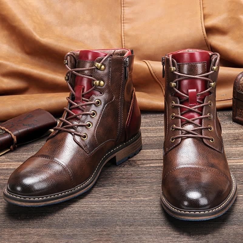 Men's Leather Cap Toe Ankle Boots | Lachie_9