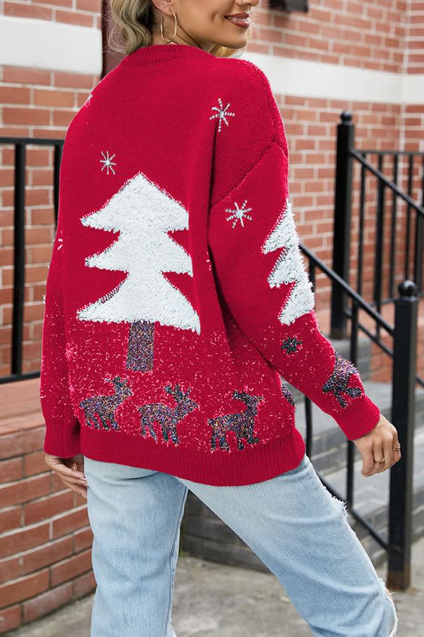 Women's Fluffy Tree Oversized Christmas Jumper | Beatrix_8