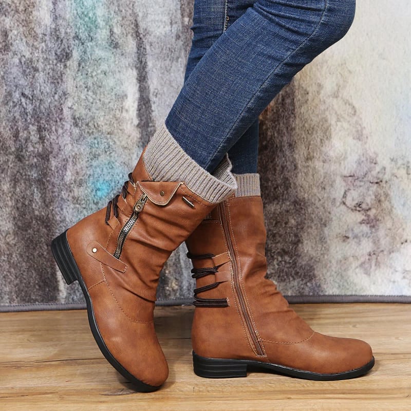 Women's Block Heel Mid Calf Boots | Callie_1