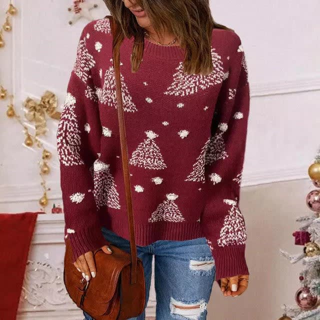Women's Tree Pattern Knit Christmas Jumper | Harriet_2