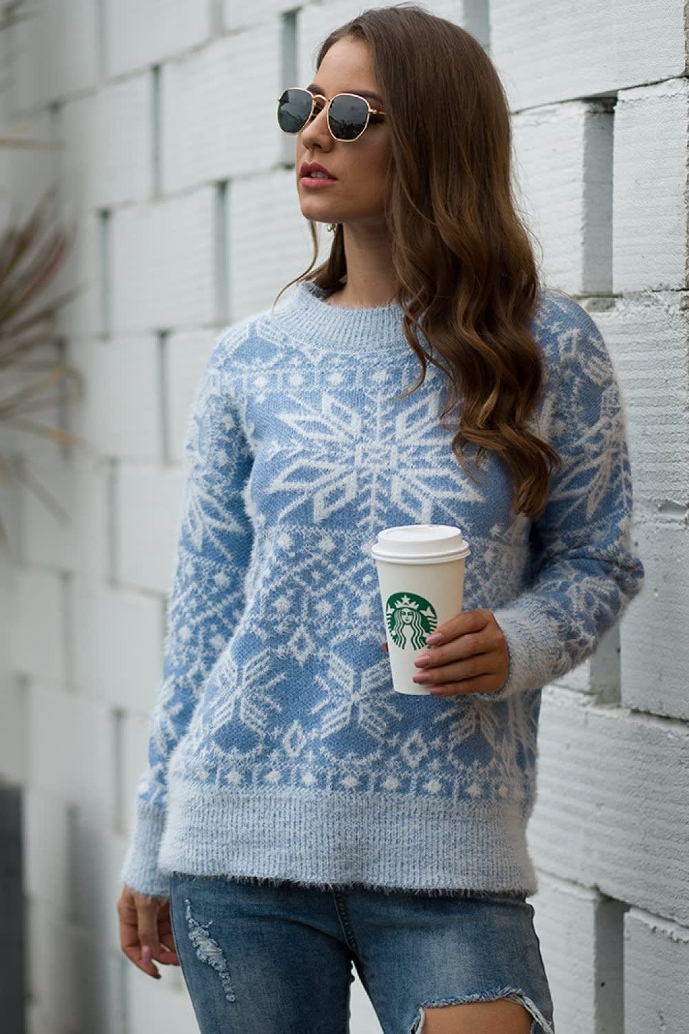 Women's Fluffy Snowflake Christmas Jumper | Nina_6