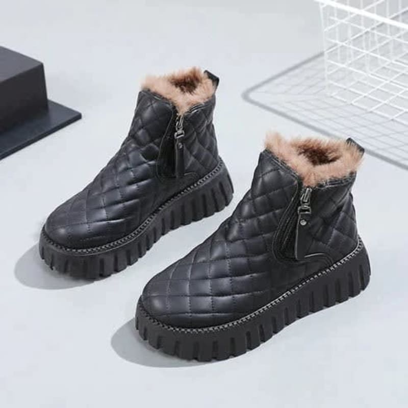 Women's Quilted Fur Lined Ankle Boots | Gemma_1
