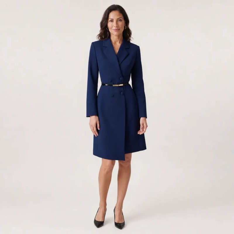 Women's Belted Double Breasted Blazer Dress | Annabelle_1