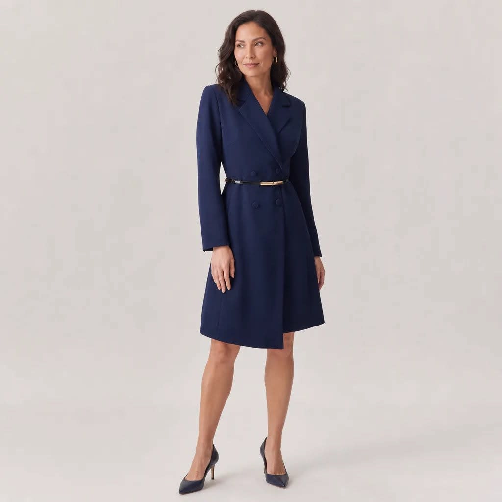 Women's Belted Double Breasted Blazer Dress | Annabelle_2