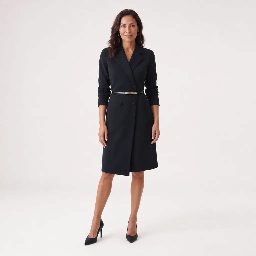 Women's Belted Double Breasted Blazer Dress | Annabelle_3