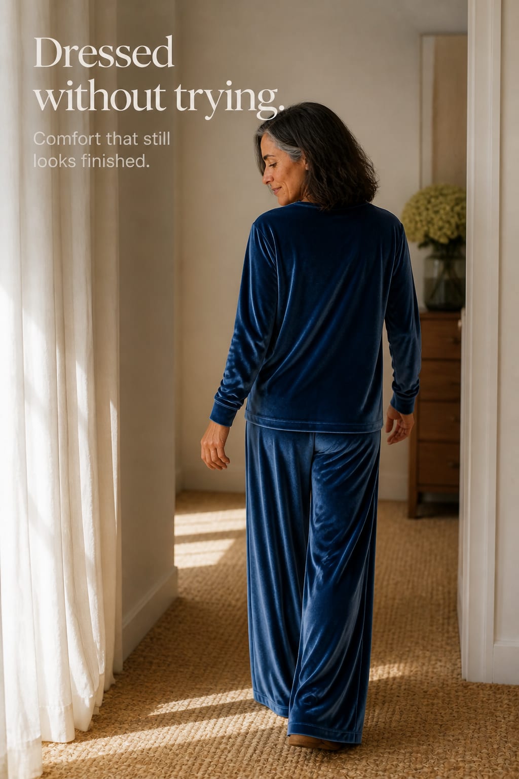 Women's Velvet Wide Leg Lounge Set | Elsa_10