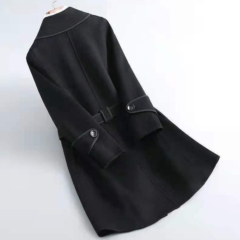 Women's Belted Wrap Coat with Contrast Trim | Matilda_7