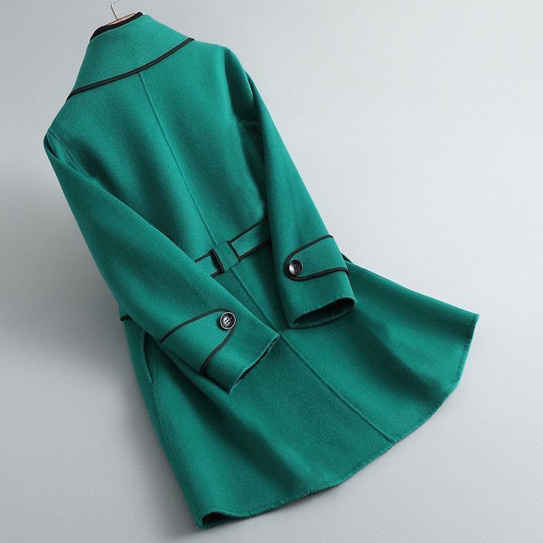 Women's Belted Wrap Coat with Contrast Trim | Matilda_9