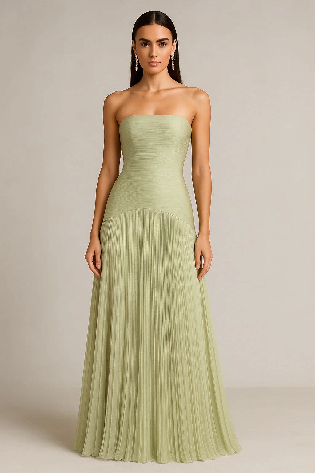 Women's Strapless Pleated Wedding Guest Maxi Dress | Savannah_2