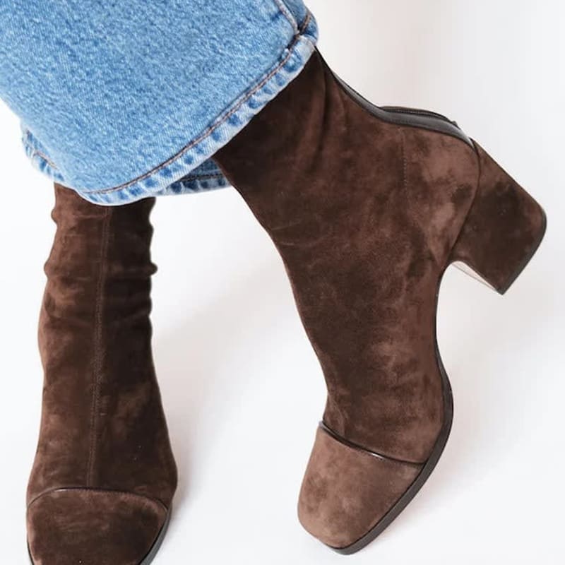 Women's Square Toe Block Heel Boots | Cecile_1