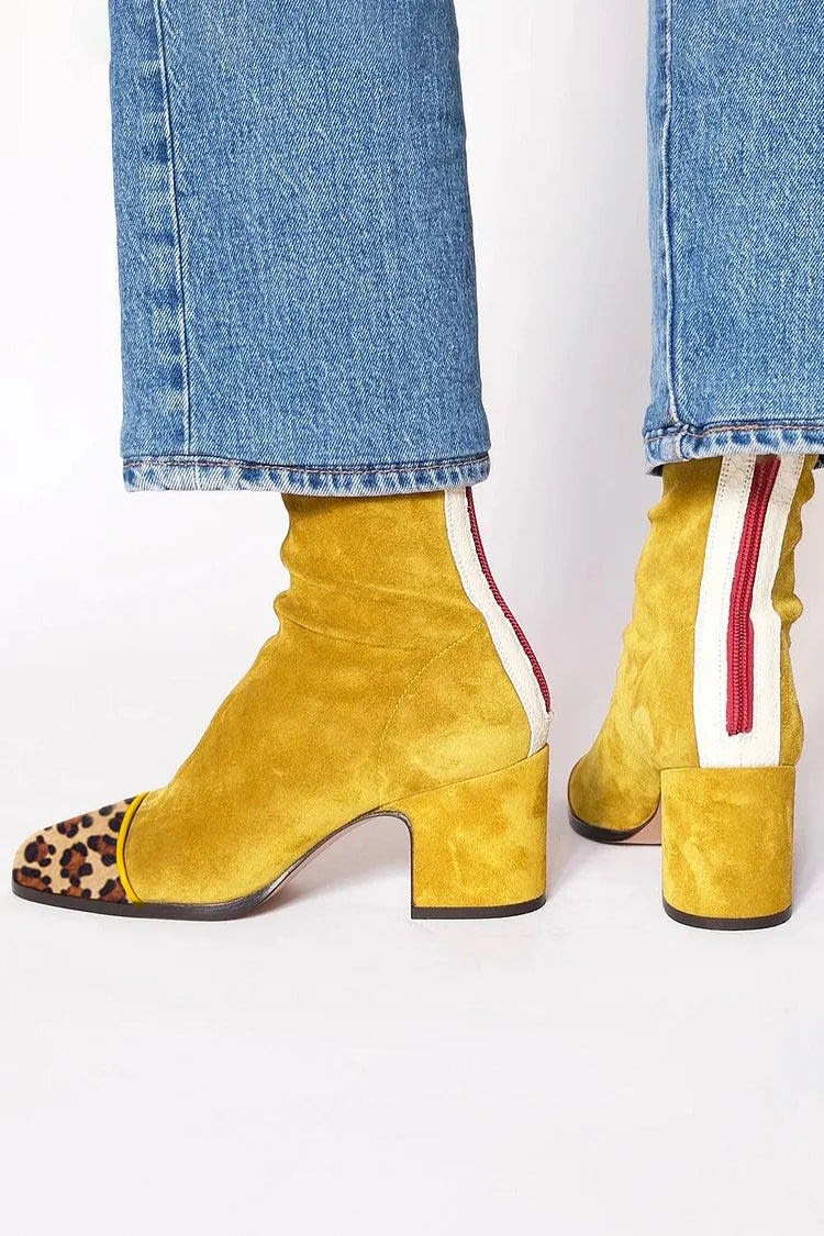 Women's Square Toe Block Heel Boots | Cecile_6