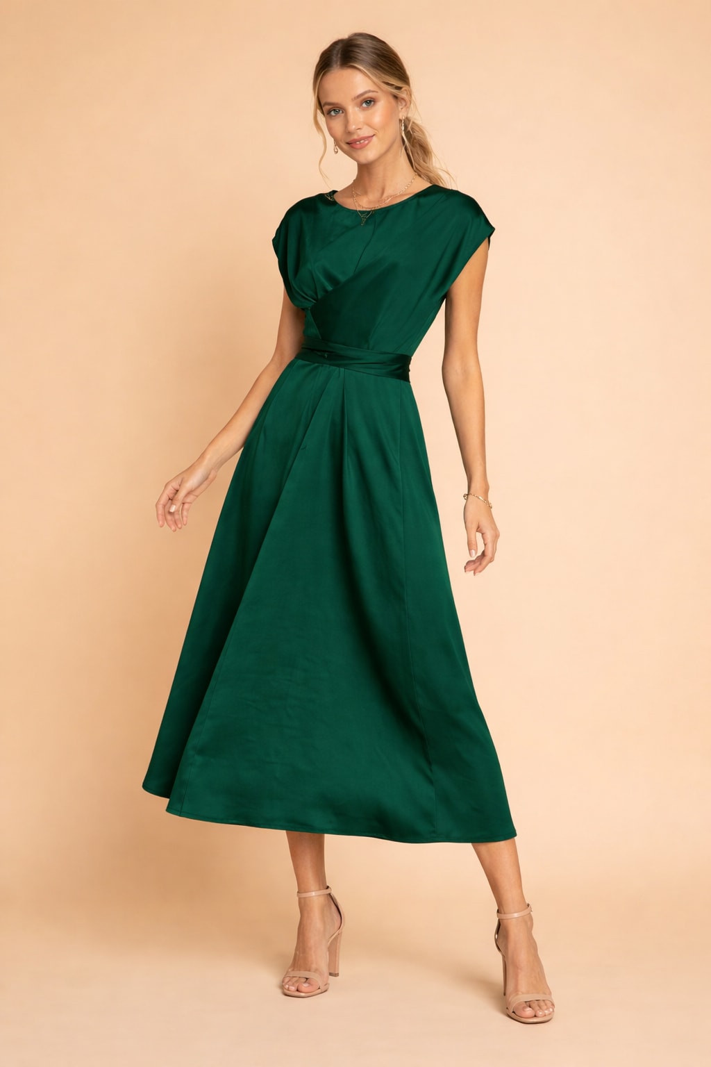Women's Satin Twist Front Midi Dress | Delphi_2