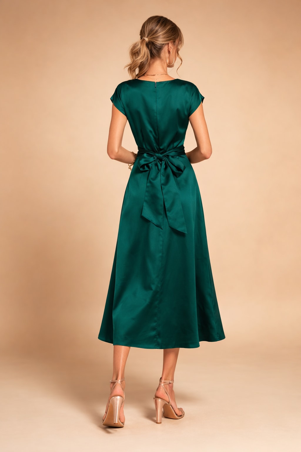 Women's Satin Twist Front Midi Dress | Delphi_6