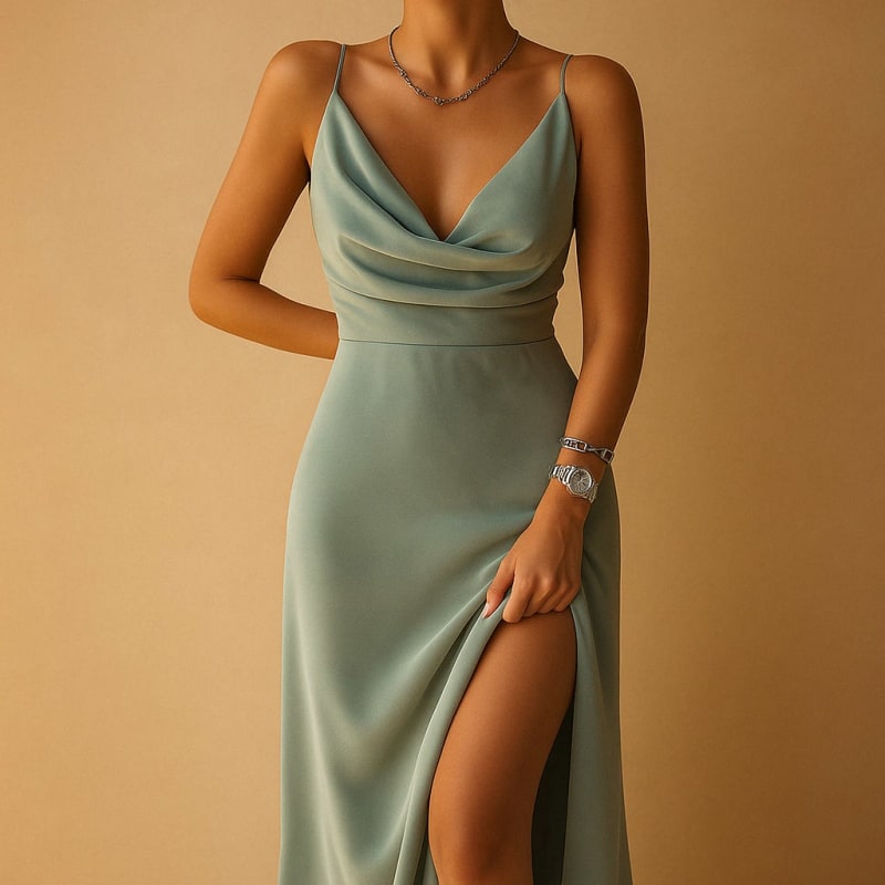 Women's V-Neck Slit Maxi Dress | Arabella_1