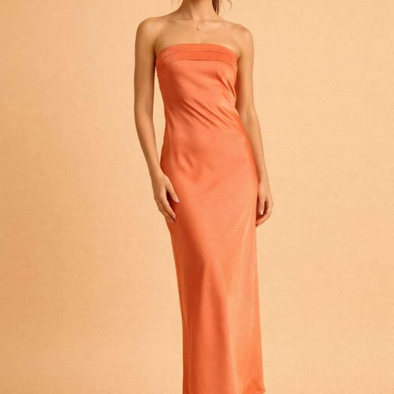 Women's Strapless Satin Maxi Homecoming Dress | Samantha Myers_1