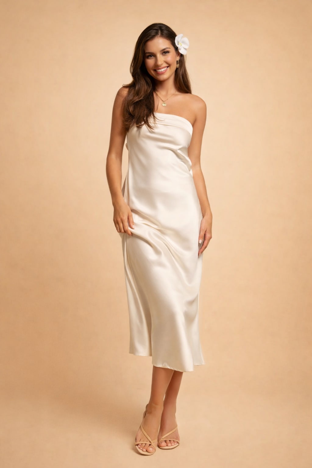 Women's Strapless Satin Maxi Homecoming Dress | Samantha Myers_3