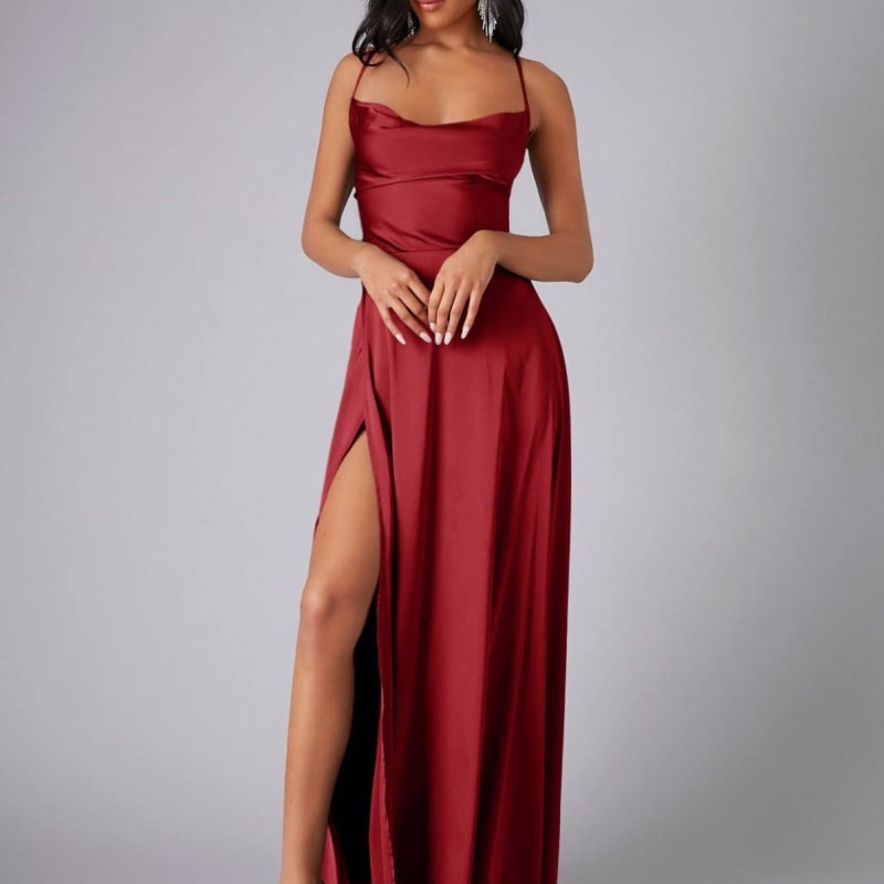 Women's Cowl Neck Satin Maxi Dress | Fenella_1