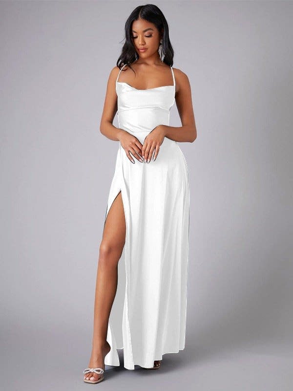 Women's Cowl Neck Satin Maxi Dress | Fenella_7