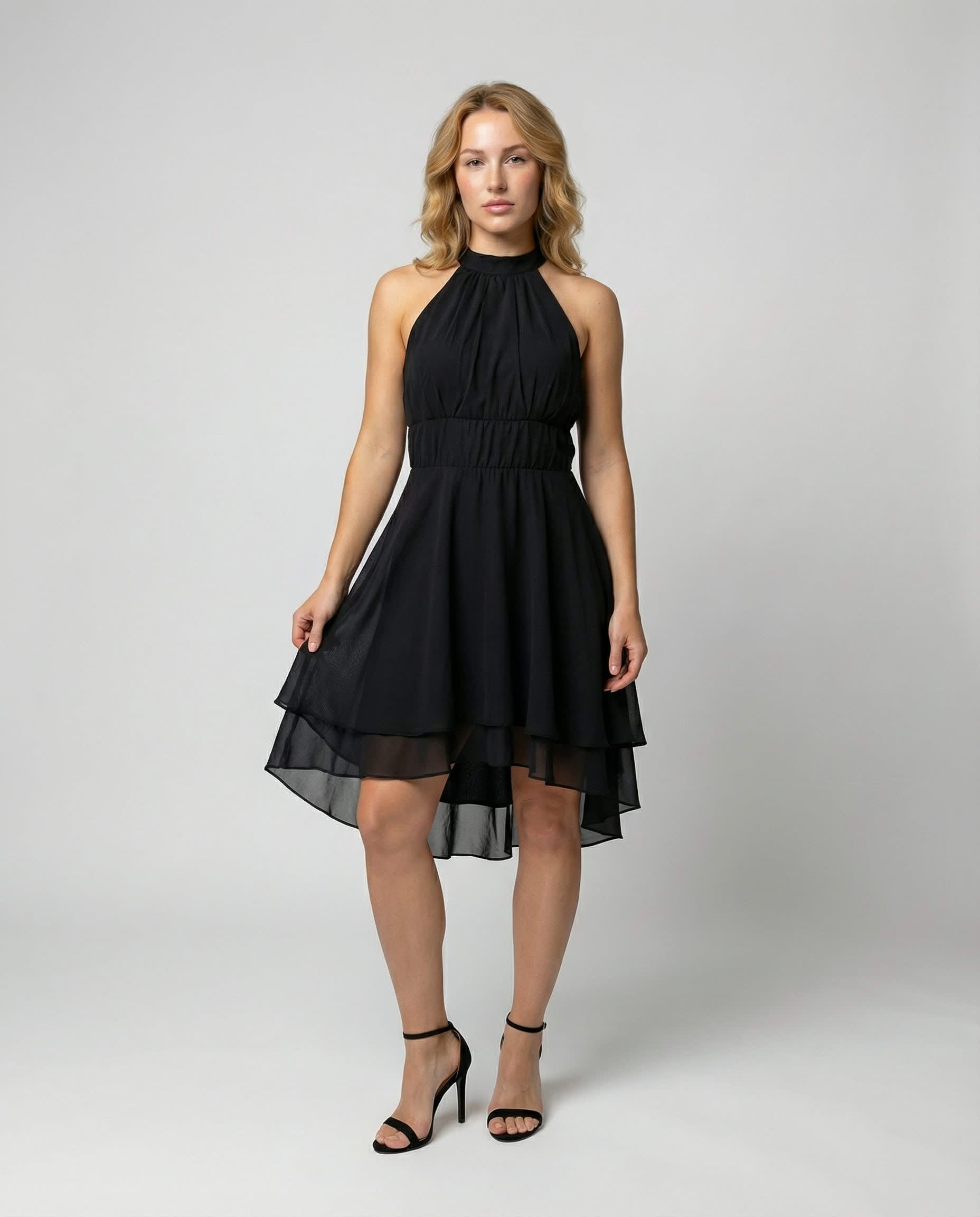 Women's Sleeveless Ruffle Hem Dress | Morgan Marshall_2