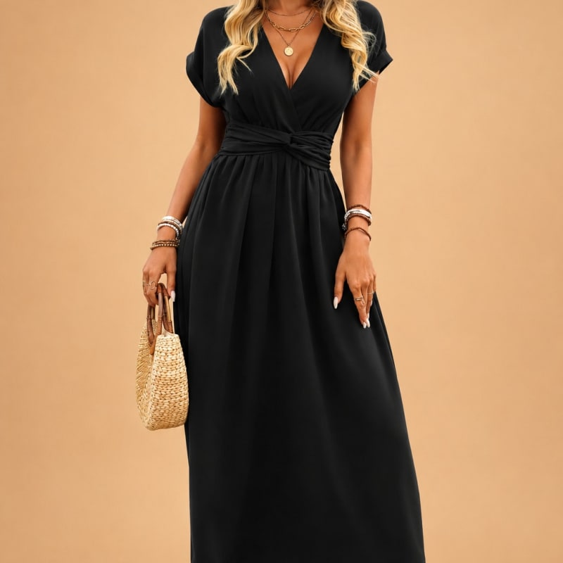 Women's V-Neck Wrap Maxi Dress | Anais_1