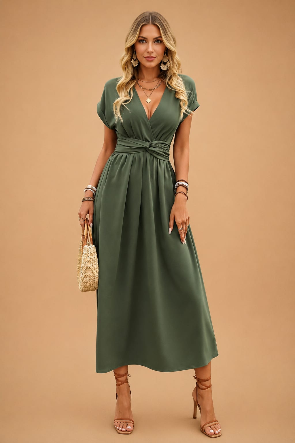 Women's V-Neck Wrap Maxi Dress | Anais_4