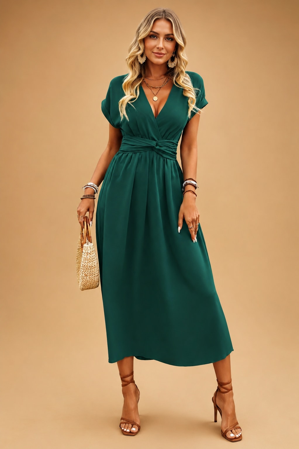 Women's V-Neck Wrap Maxi Dress | Anais_5