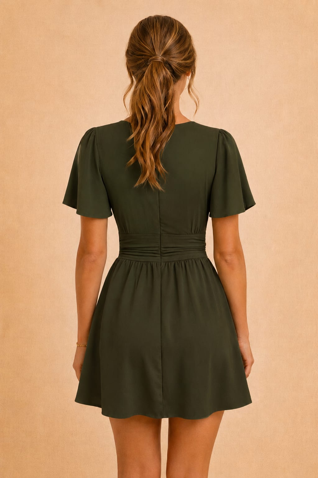 Women's V-Neck Flutter Sleeve Summer Dress | Elodie_3