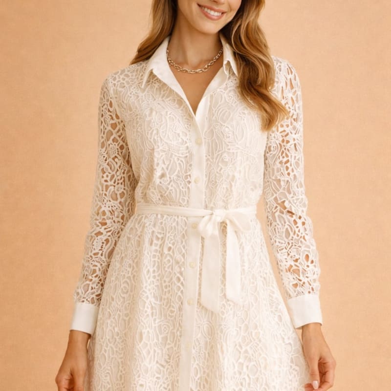 Women's Lace Long Sleeve Shirt Dress | Veronica_1