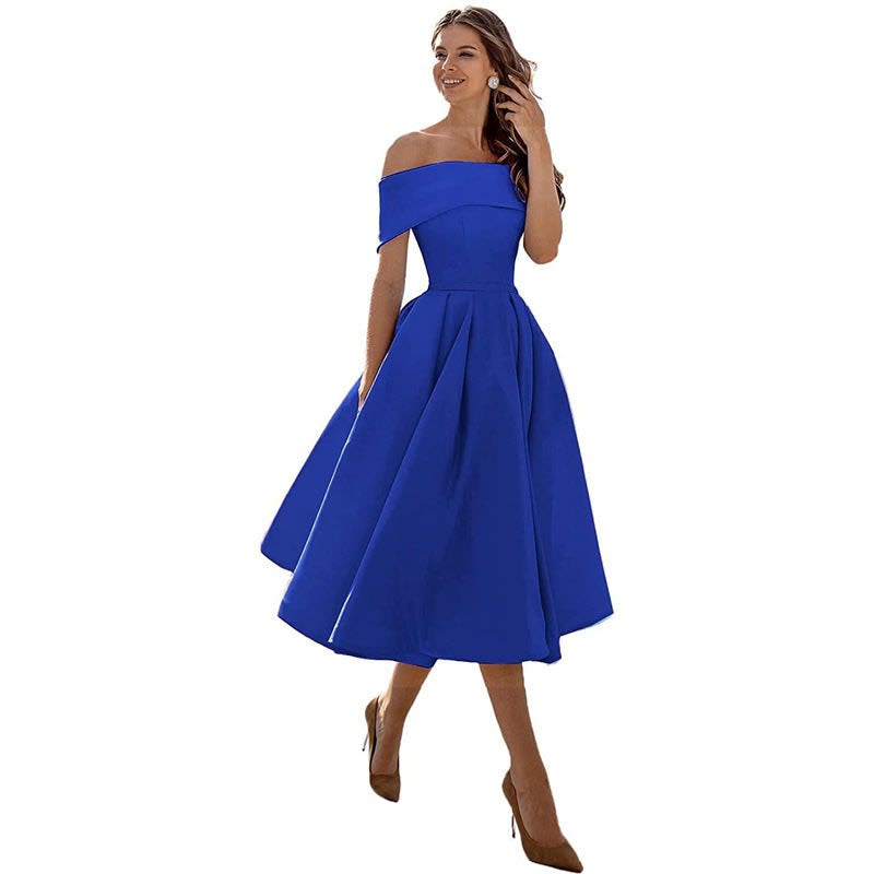 Women's Satin Off-Shoulder Homecoming Dress | Eleanor_10