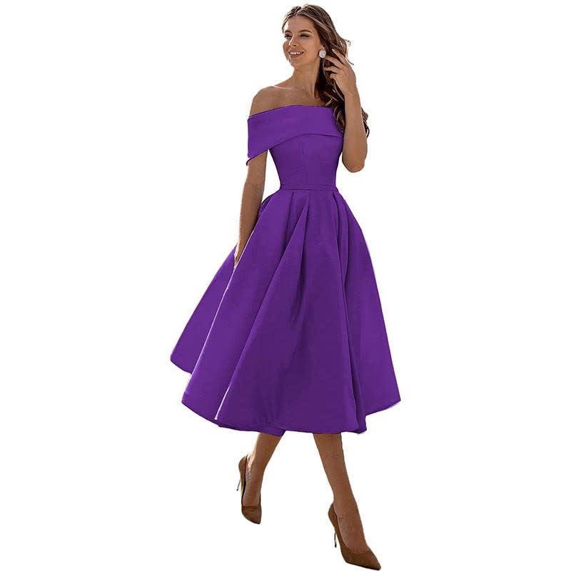 Women's Satin Off-Shoulder Homecoming Dress | Eleanor_12